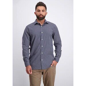 Fairlane Navy Blue & White Grid Plaid Long Sleeve Button Down XL